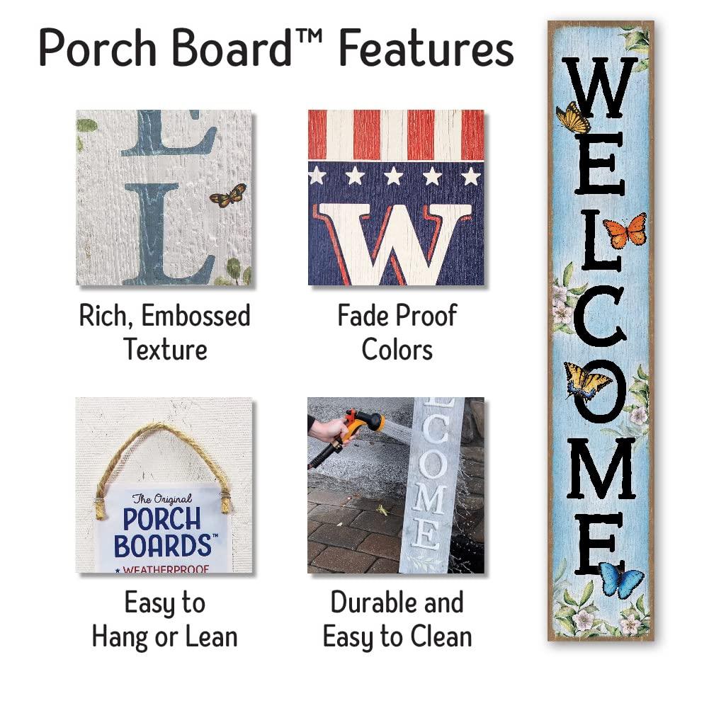 My Word! Welcome w/Butterflies - Tall Outdoor Welcome Sign / Porch Leaner for Front Door, 46.5" Welcome Sign for Standing Front Porch Decor - Tall Vertical Rustic Farmhouse Home Decor Welcome Porch Sign, Spring Summer Porch Decor - CookCave