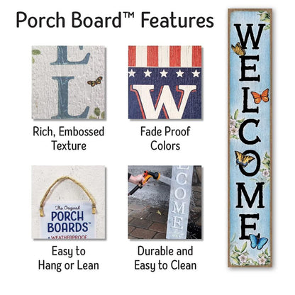 My Word! Welcome w/Butterflies - Tall Outdoor Welcome Sign / Porch Leaner for Front Door, 46.5" Welcome Sign for Standing Front Porch Decor - Tall Vertical Rustic Farmhouse Home Decor Welcome Porch Sign, Spring Summer Porch Decor - CookCave