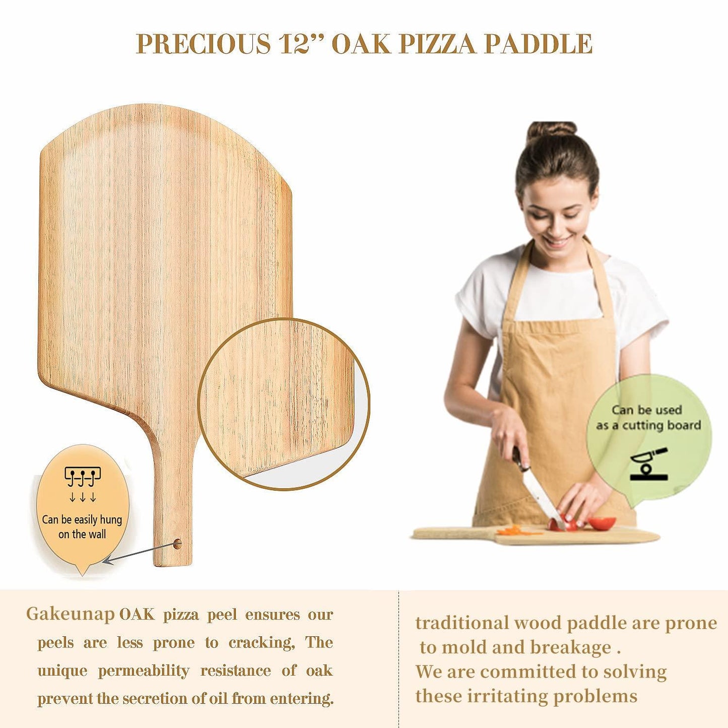 4 PCS Rectangle Pizza Stone Set, 15" Large Pizza Stone for Oven and Grill with Pizza Peel(OAK), Pizza Cutter & 10pcs Cooking Paper for Free, Baking Stone for Pizza, Bread,BBQ - CookCave