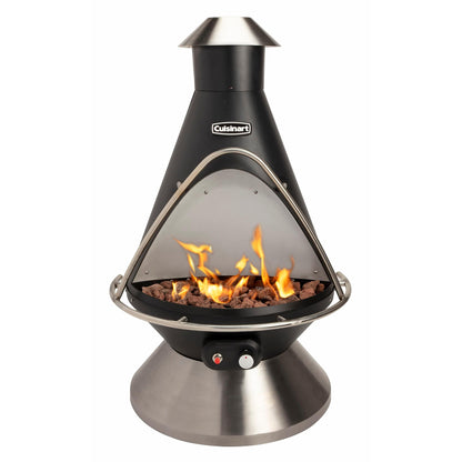 Cuisinart COH-600 Chimenea Propane Fire Pit, Patio Heater with Tip-Over Safety Switch, 8 lbs. Lava Rocks Included, 31" x 31" x 48" - CookCave