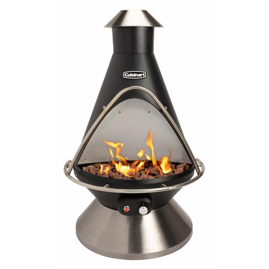 Cuisinart COH-600 Chimenea Propane Fire Pit, Patio Heater with Tip-Over Safety Switch, 8 lbs. Lava Rocks Included, 31" x 31" x 48" - CookCave