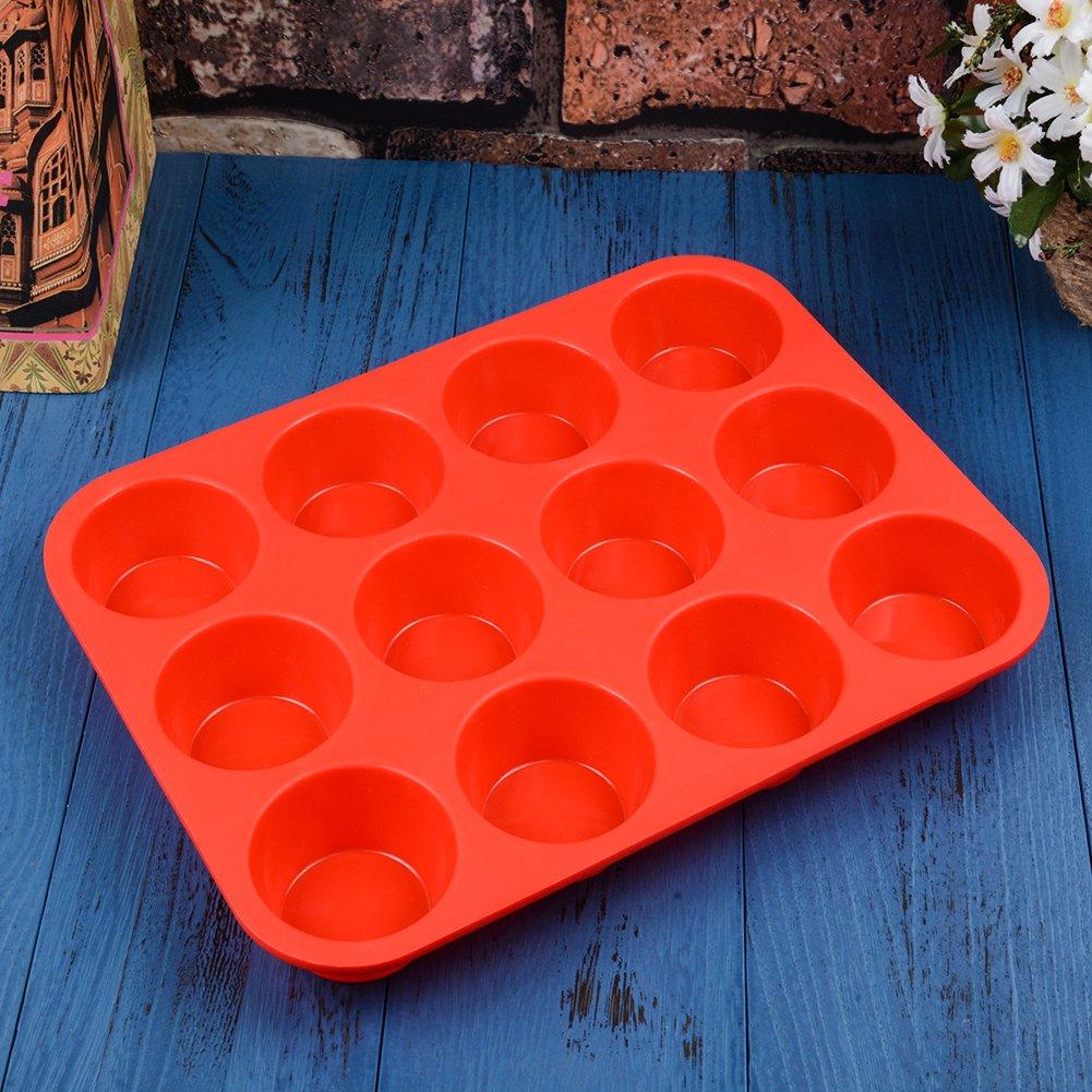 CAKETIME 12 Cups Silicone Muffin Pan - Nonstick BPA Free Cupcake Pan 1 Pack Regular Size Silicone Mold - CookCave