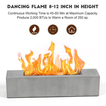 BRIAN & DANY Tabletop Fire Pit with Smores Maker Kit, Concrete Table Top Firepit for Indoor & Outdoor, Large Rectangle Ethanol Tabletop Fireplace, 14.9" x 3.3" x 3.3" - CookCave