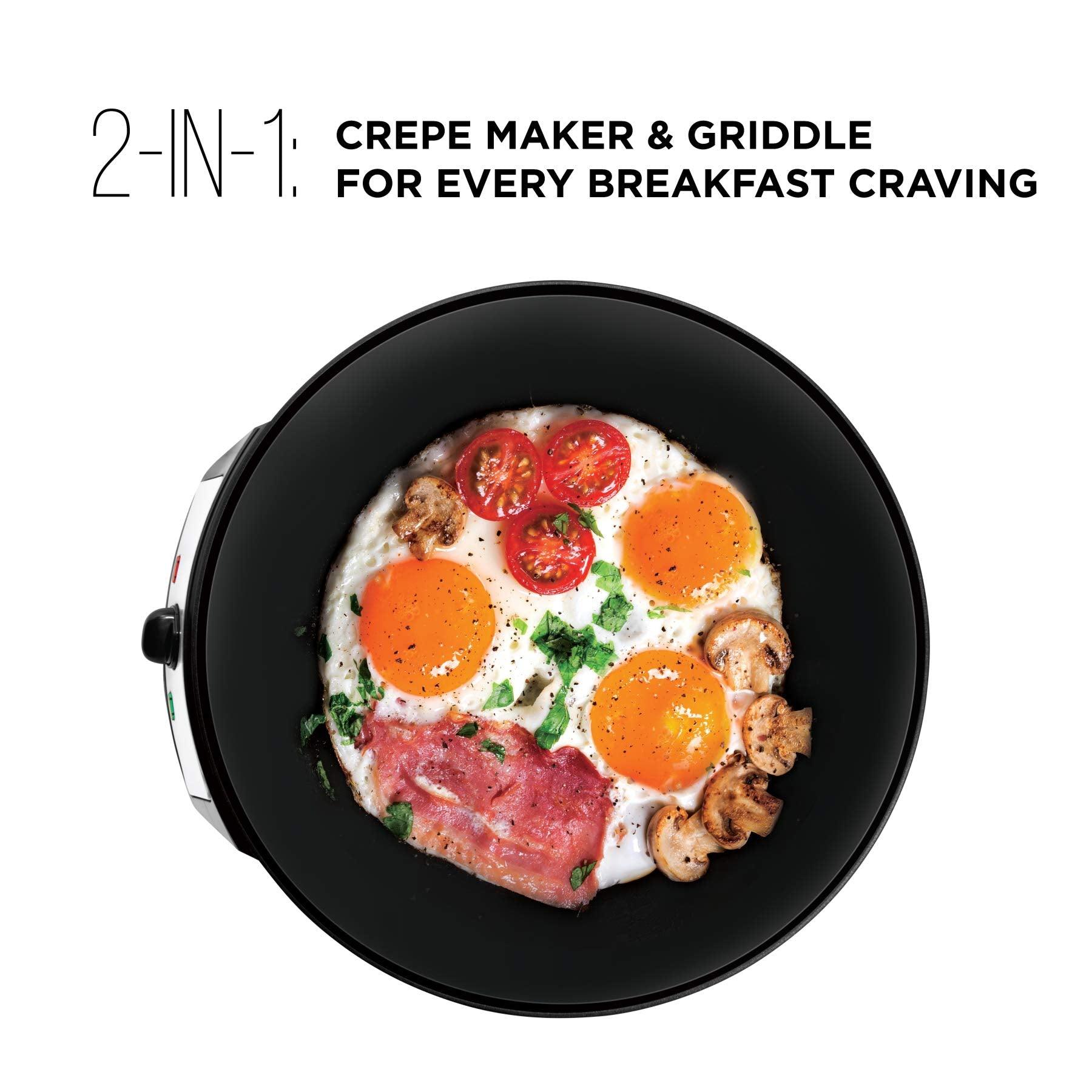 Chefman Electric Crepe Maker & Griddle, Precise Temperature Control Skillet for Perfect Brunch Blintzes, Pancakes, Eggs, Bacon, & Tortillas, 12" Nonstick Grill Pan, Includes Batter Spreader & Spatula - CookCave