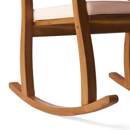 Christopher Knight Home Selma Acacia Rocking Chair with Cushion, Teak Finish - CookCave