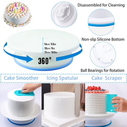 Cake Decorating Supplies Kit Tools 356pcs, Nifogo Baking Accessories with Cake Turntable, Pastry Piping Bag, Piping Icing Tips for Beginners or Professional - CookCave