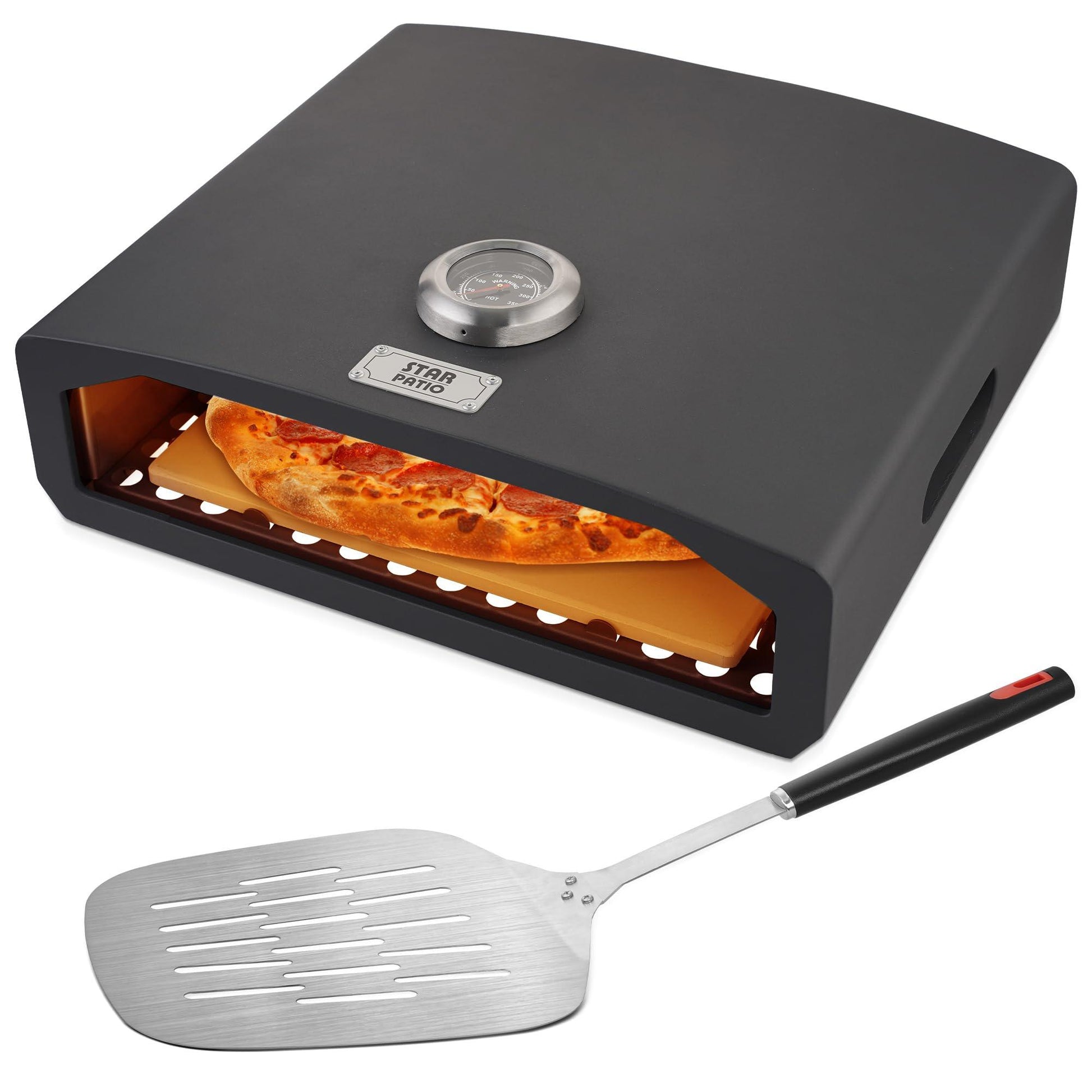 STAR PATIO Pizza Oven for Grill - Portable Grill Top Pizza Oven with Pizza Stone, Pizza Peel and Thermometer - Home Backyard Pizza Maker for Charcoal Grill, Gas Grill, PZB-002 - CookCave