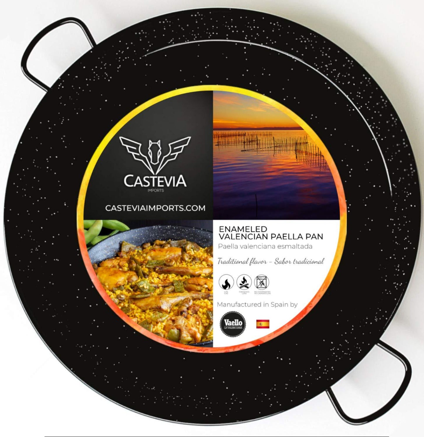 Castevia 16.5-Inch Enameled Steel Paella Pan, 42cm / 10 servings - CookCave