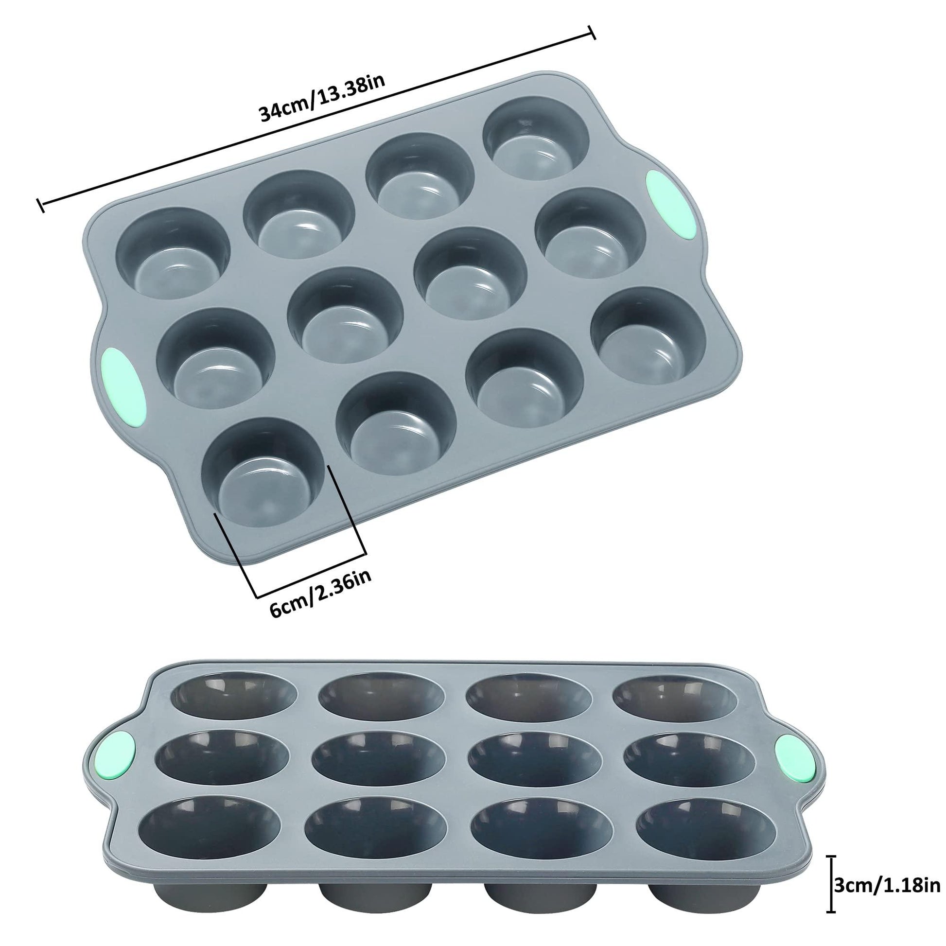 To encounter Silicone Muffin Pan, 2 Pack 12-Cup, Nonstick Baking Cups, BPA Free Cupcake Pan with Metal Reinforced Frame More Strength - CookCave