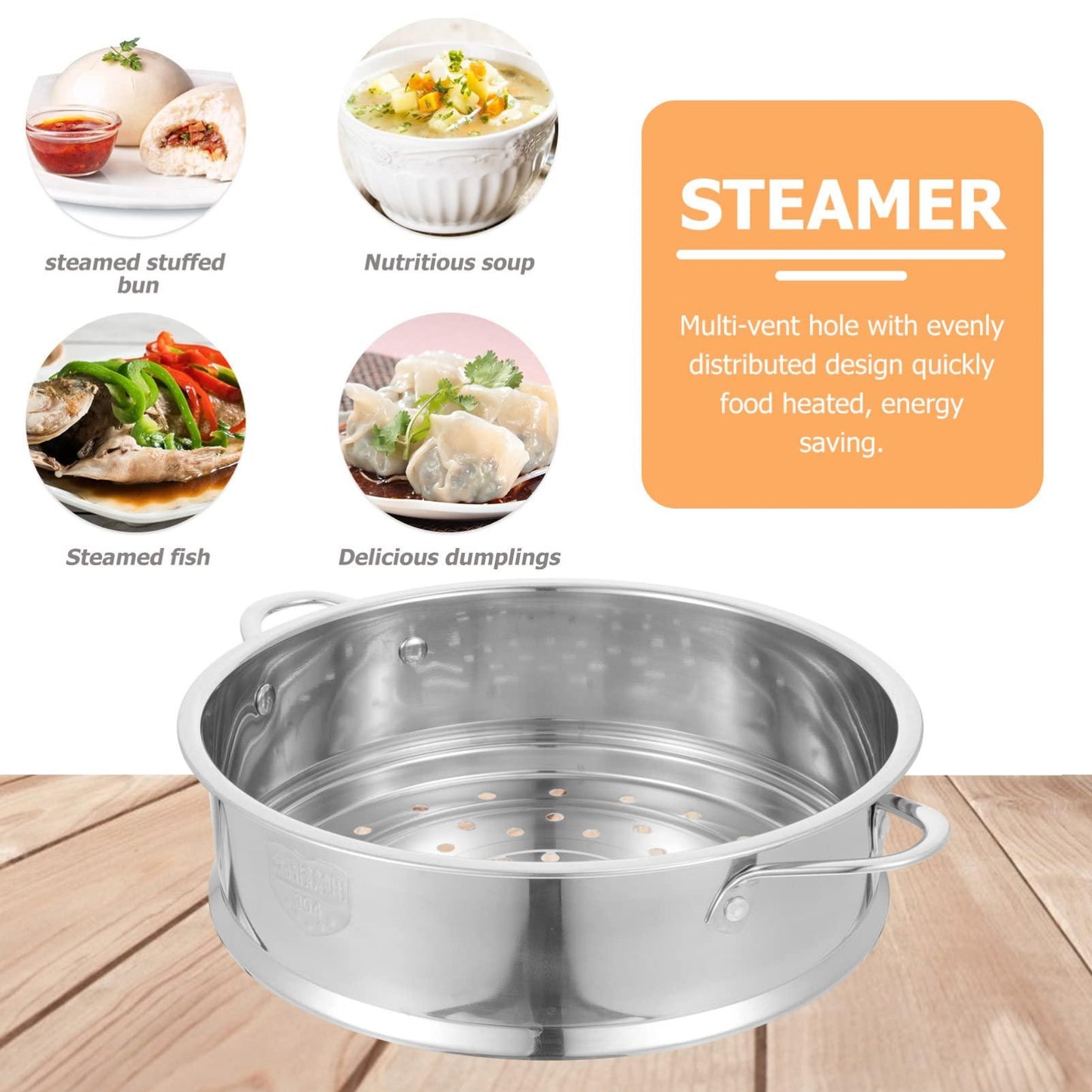 DOITOOL Stainless Steel Steamer Pot Vegetable Food Steamer Basket Insert Kitchen Saucepot Dim Sum Dumplings Bun Steamer 20cm - CookCave