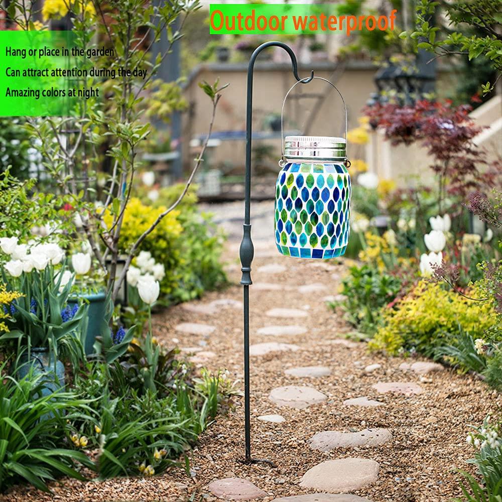 GUANFU Mosaic Solar Lanterns Outdoor Hanging Lights, Solar Table Lamps & Cool Blue Color Mosaic Glass Lights, Outdoor Waterproof Solar Night Lights, Garden,Patio,Pathway & Yard Décor - CookCave