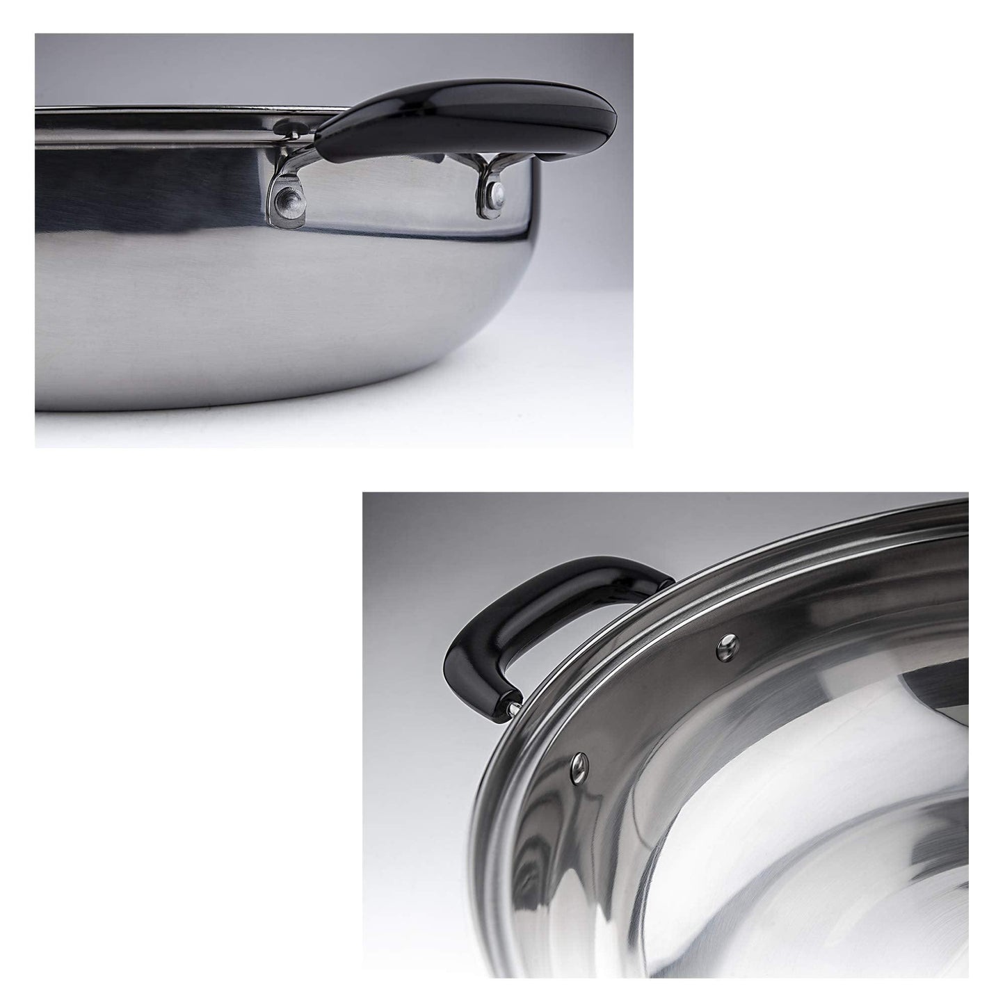 Lake Tian Stainless Steel Shabu Shabu Hot Pot, Dual Sided Yin Yang Hot Pot with Divider Include 3 Pot Spoons, 12 Inch 30 cm鸳鸯火锅 - CookCave