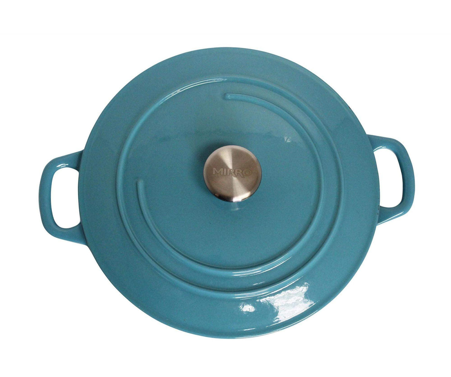 Mirro MIR-19063 4.8 Quart Cast Iron White Enamel Coated Interior Dutch Oven, Teal, Ready to Use - CookCave