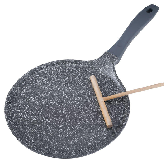 ACTIV CUISINE Crepes Pan, Non-Stick Pancake Skillet with Ceramic Coating for Easy Flipping and Delicious Results, PFOA-Free, Ashley Grey 11in/28cm - CookCave