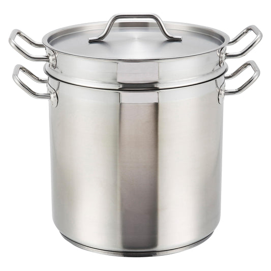 Winware Stainless 8 Quart Double Boiler with Cover - CookCave