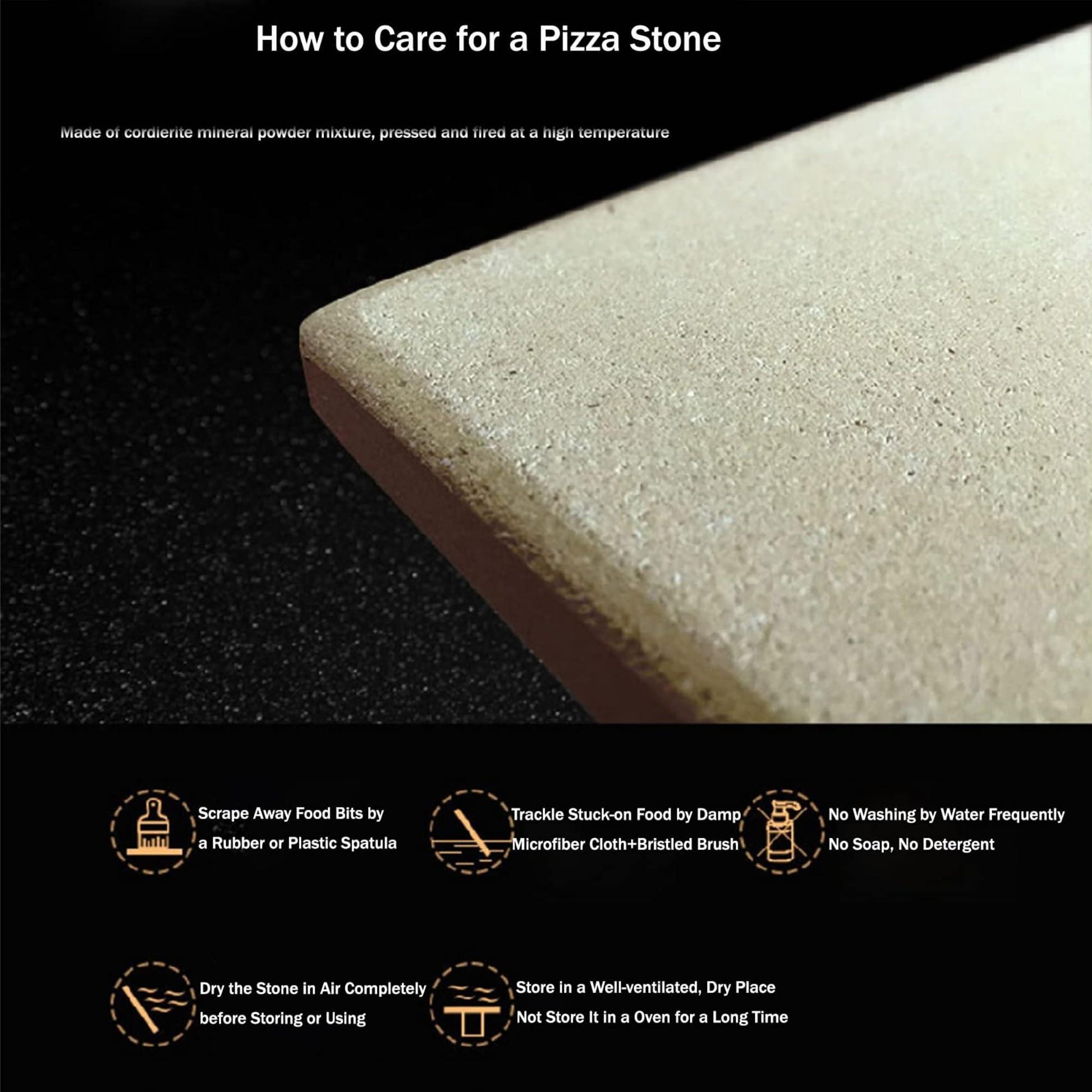 BBQSTAR Cordierite Pizza Stone for Grill and Oven/Smoker, 11-Inch Square Small Ceramic Pizza Stone, Baking Stone for Bread and Cookies,Thermal Shock Resistant Cooking Stone - CookCave