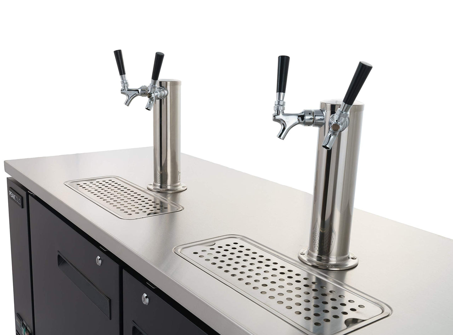 PEAKCOLD 2 Door, 4 Tap Commercial Beer Dispenser - Double Tower Keg Cooler - Kegerator; 60" W - CookCave