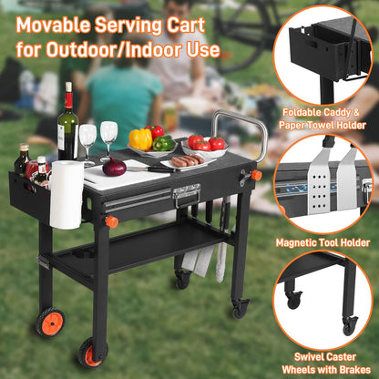 Portable Outdoor Grill Table, Folding Grill Cart Solid and Sturdy, Blackstone Griddle Stand Large Space, Blackstone Table with Paper Towel Holder, Grill Stand for Blackstone Griddle, Ninia Grill etc. - CookCave