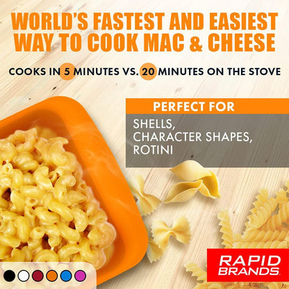 Rapid Mac Cooker | Microwave Macaroni & Cheese in 5 Minutes | Perfect for Dorm, Small Kitchen or Office | Dishwasher-Safe, Microwaveable, BPA-Free (Orange, 1Pack) - CookCave