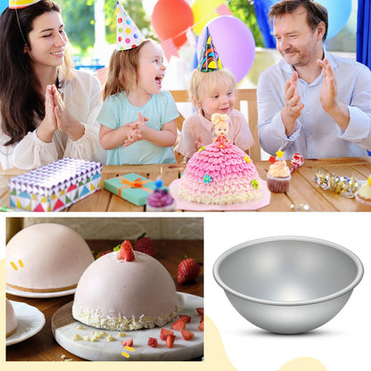 Hushee 2 Pcs Football Cake Pan 8 Inch Aluminum Hemisphere Pan Nonstick 3D Round Shape Cake Molds for Baking Sphere Half Ball Cake Pan for Birthday Wedding Anniversary DIY Cakes Bakeware Tools, Silver - CookCave