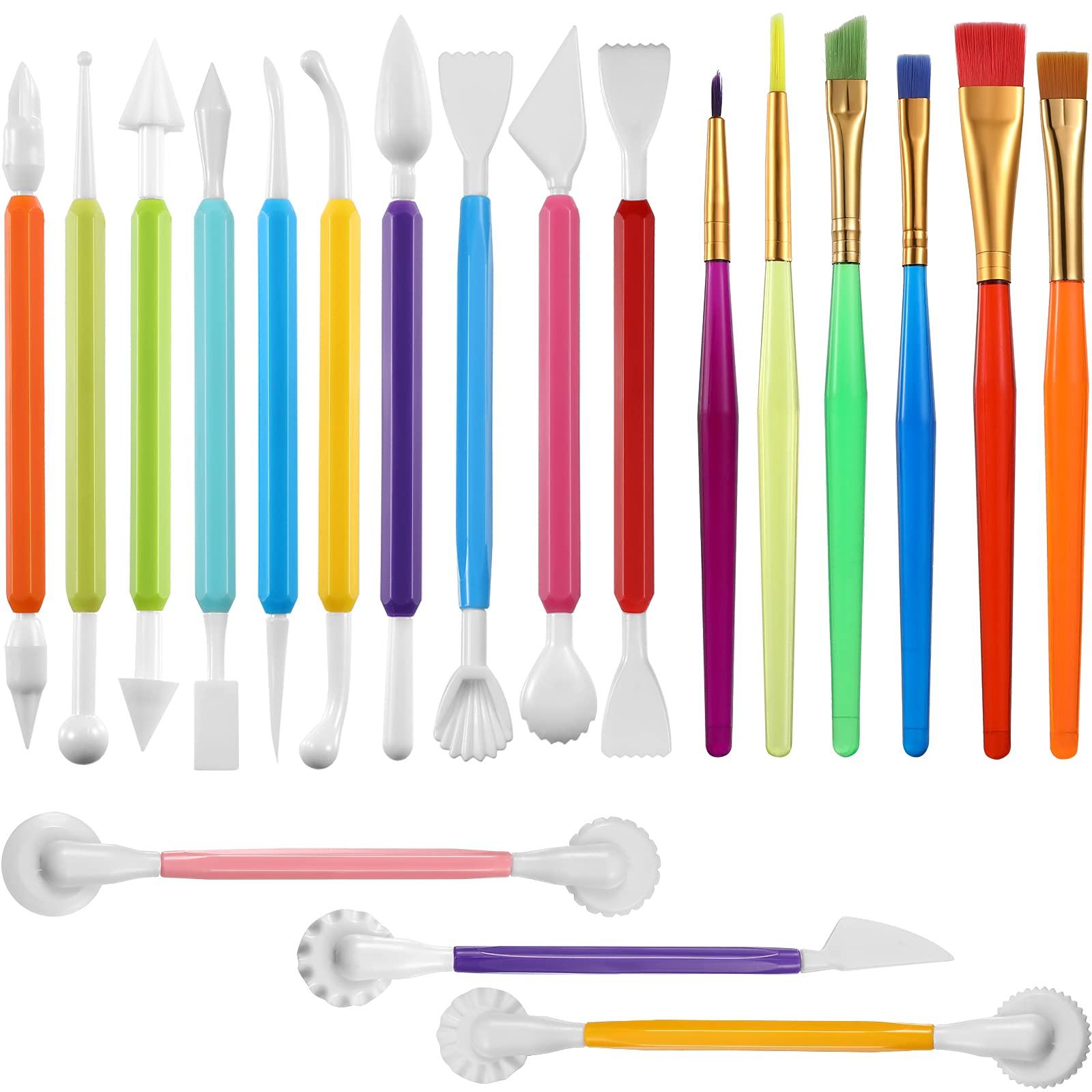 19 Pieces Cake Decorating Tools,Cookie Fondant Modeling Set,Marshmallow Sculpting Brush and Fondant Modeling Tools for DIY Cake Sugar Gum Paste Decorating Supplies - CookCave