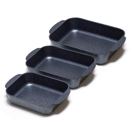 S·KITCHN Set of 3 Nonstick Roasting Pan Baking Dishes for Lasagna, Casserole and Bread Baking Pan, Large & Deep Lasagna Pan with Handles - CookCave