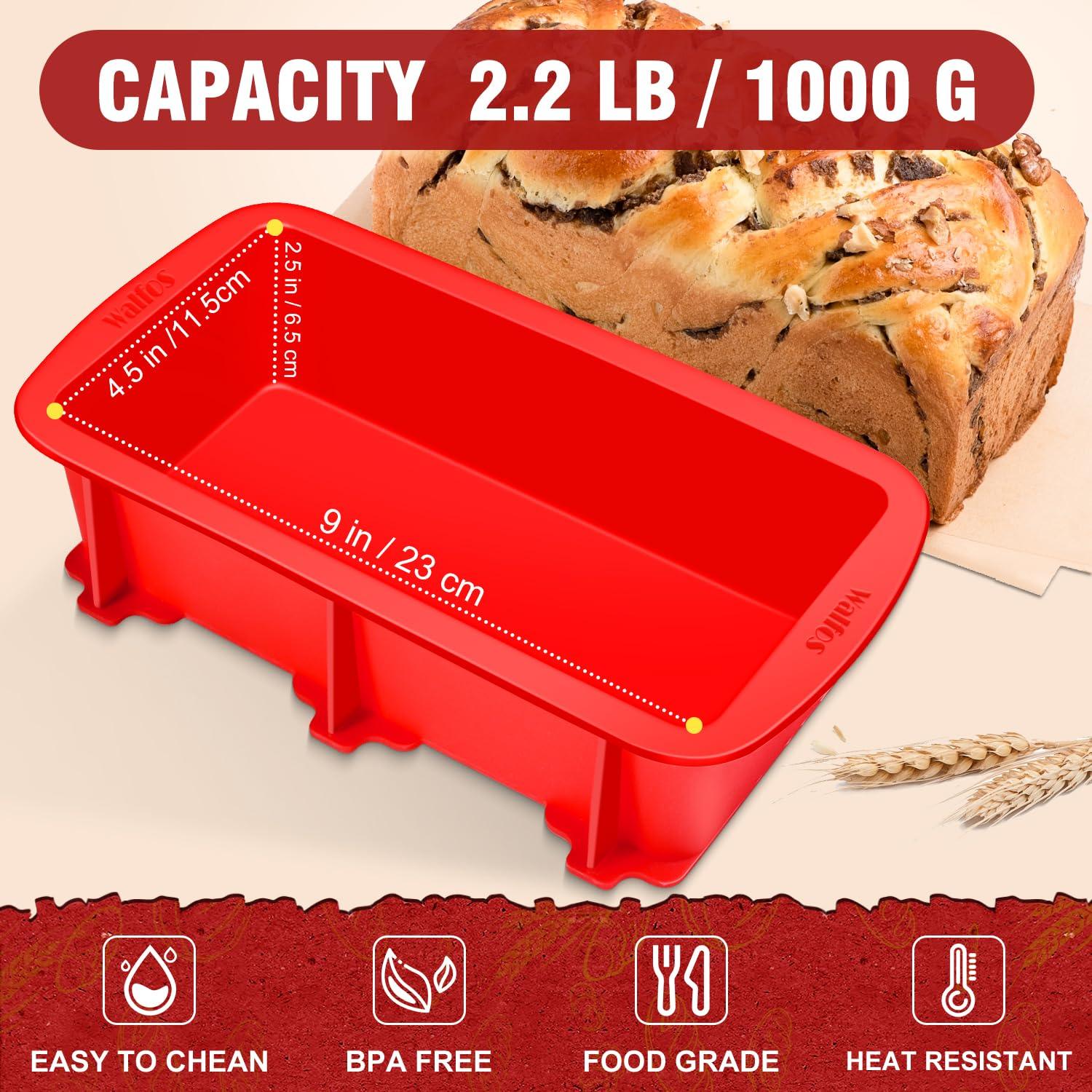 Walfos Silicone Bread Loaf Pan，9 x 5 inch Non-Stick Silicone Loaf Pans For Baking Set of 2，Perfect For Bread, Cake, Meatloaf, BPA Free and Dishwasher Safe - CookCave