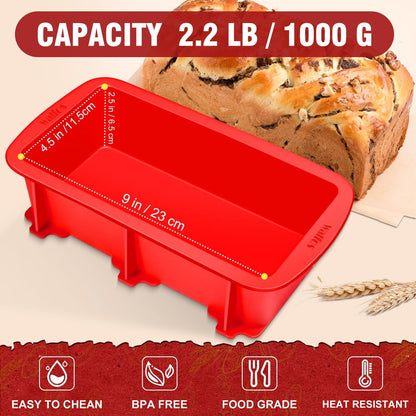 Walfos Silicone Bread Loaf Pan，9 x 5 inch Non-Stick Silicone Loaf Pans For Baking Set of 2，Perfect For Bread, Cake, Meatloaf, BPA Free and Dishwasher Safe - CookCave