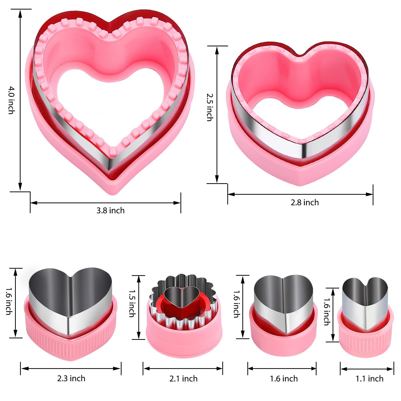 Heart Cookie Cutters Set,6 Pcs Uncrustables Maker Bread Cutters Heart Shapes DIY Cookie Cutters Fruit Vegetable Mold for Kids Boys & Girls Bento Lunch Box - CookCave