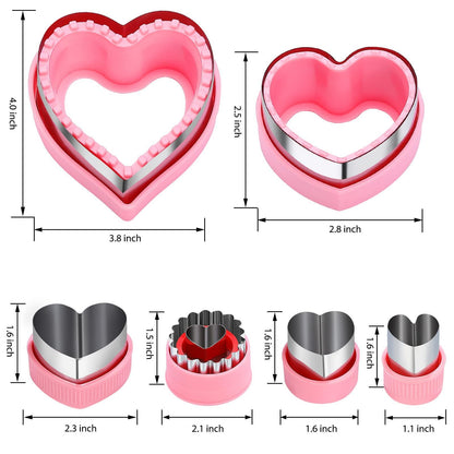 Heart Cookie Cutters Set,6 Pcs Uncrustables Maker Bread Cutters Heart Shapes DIY Cookie Cutters Fruit Vegetable Mold for Kids Boys & Girls Bento Lunch Box - CookCave