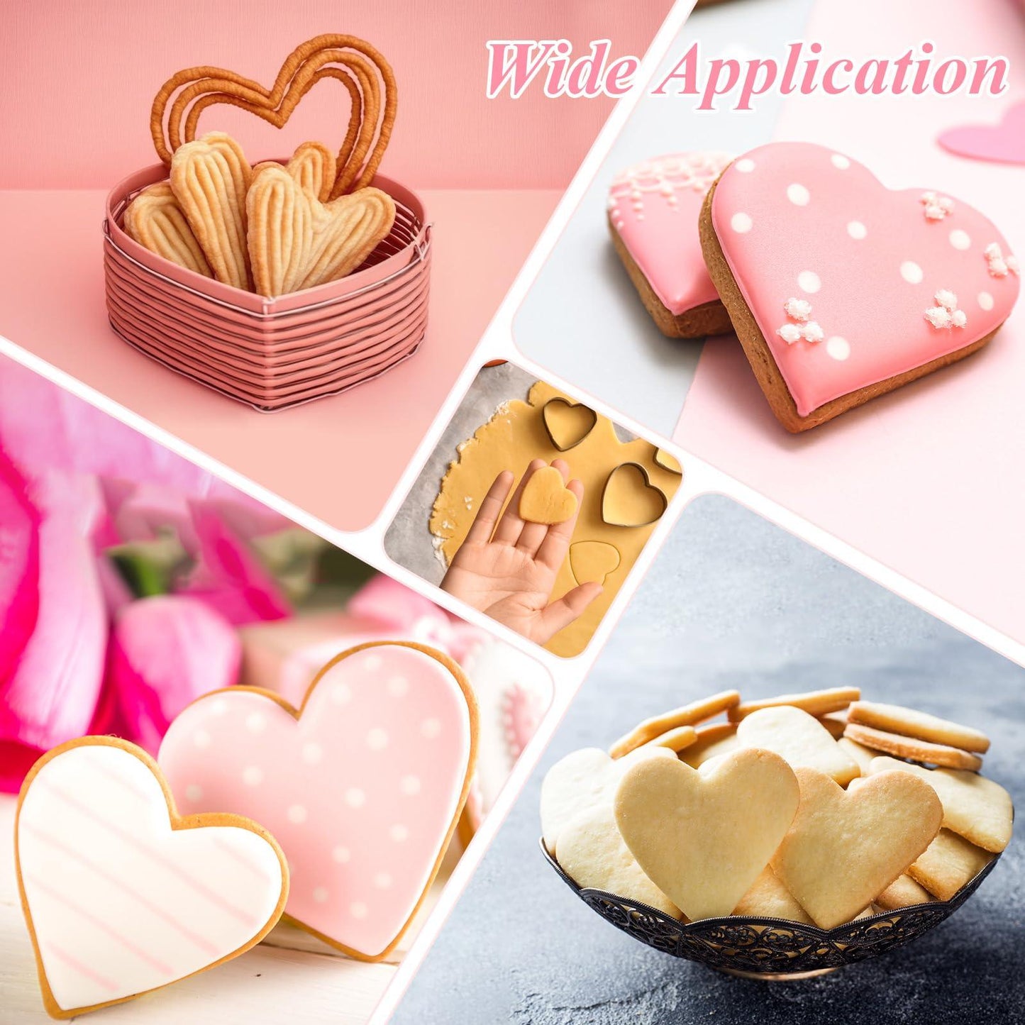 8 Pcs Heart Cookie Cutters Set Stainless Steel Cookie Cutters 1.7” 2.2” 2.8” 3.4” 4.1” 4.5” Heart Shape DIY Cookie Cutters Valentine's Day Present for Sandwiches, Cookie, Biscuit (Heart) - CookCave