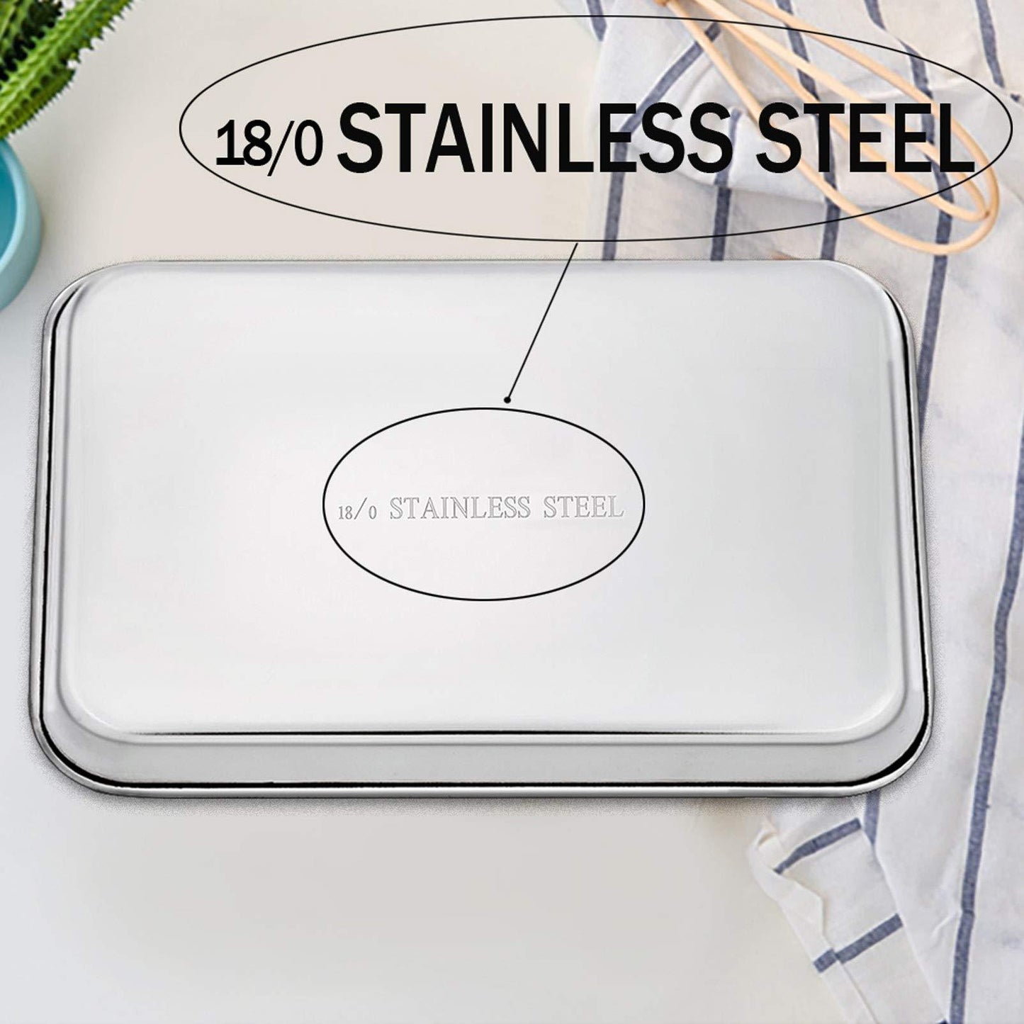 TeamFar Baking Sheet Set of 3, Stainless Steel Cookie Sheet Baking Tray Pan, Healthy & Non Toxic, Mirror Finish & Rust Free, Easy Clean & Dishwasher Safe - CookCave