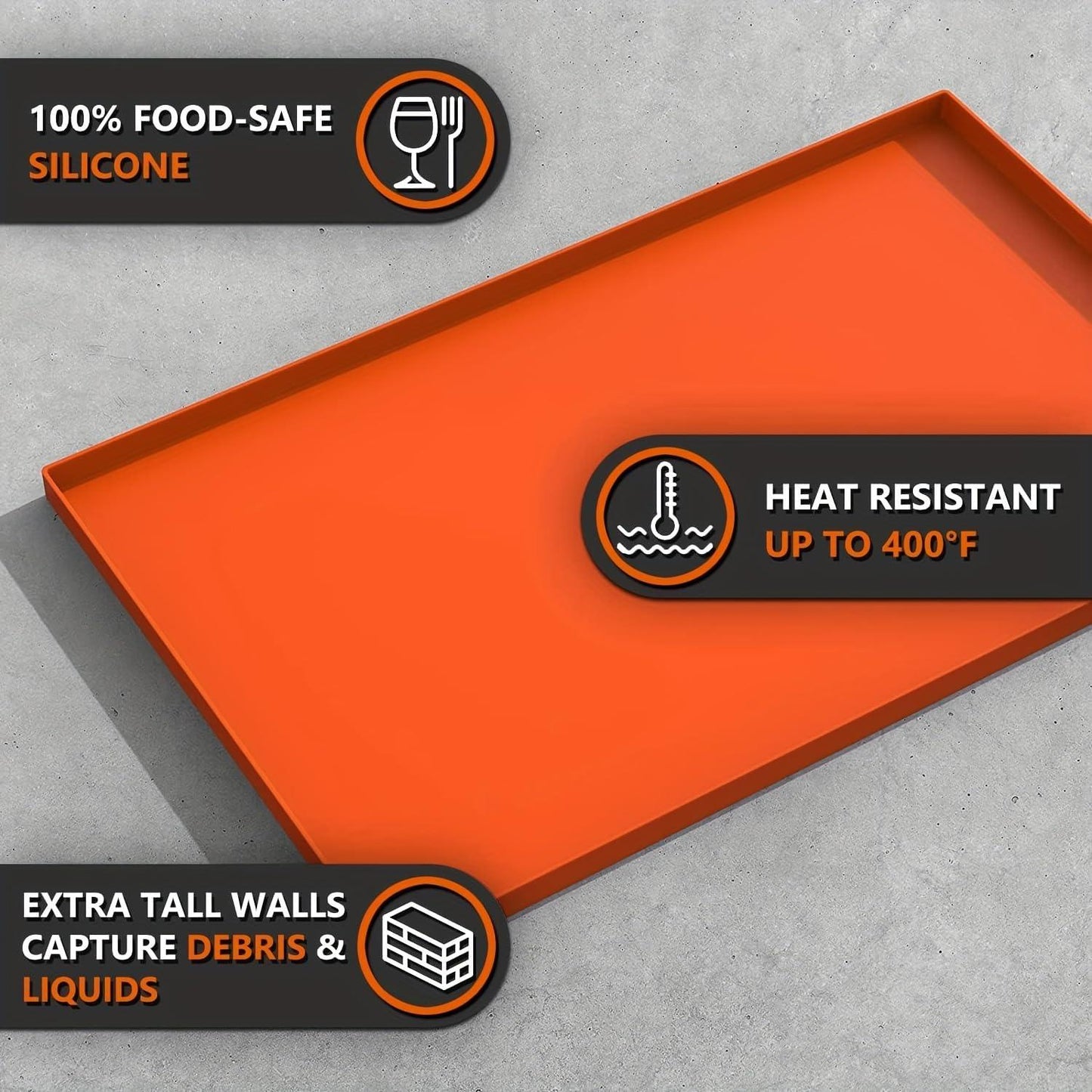 Silicone Griddle Mat for 36" Blackstone Gas Grill Griddle, Heavy Duty & Reusable Griddle Buddy Pad Suitable for Outdoor Barbecue Griddle, BBQ Tools Accessories Protective Cover (Orange, 36 IN) - CookCave