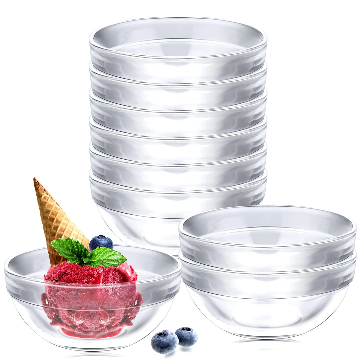 Vmiapxo 10 Pack 3.5" Small Glass Bowls, 4.7oz Stackable Glass Prep Bowls Mini Portion Dishes Serving Bowl for Dessert Snack Spice Sauce Cooking Mixing Tasting - CookCave