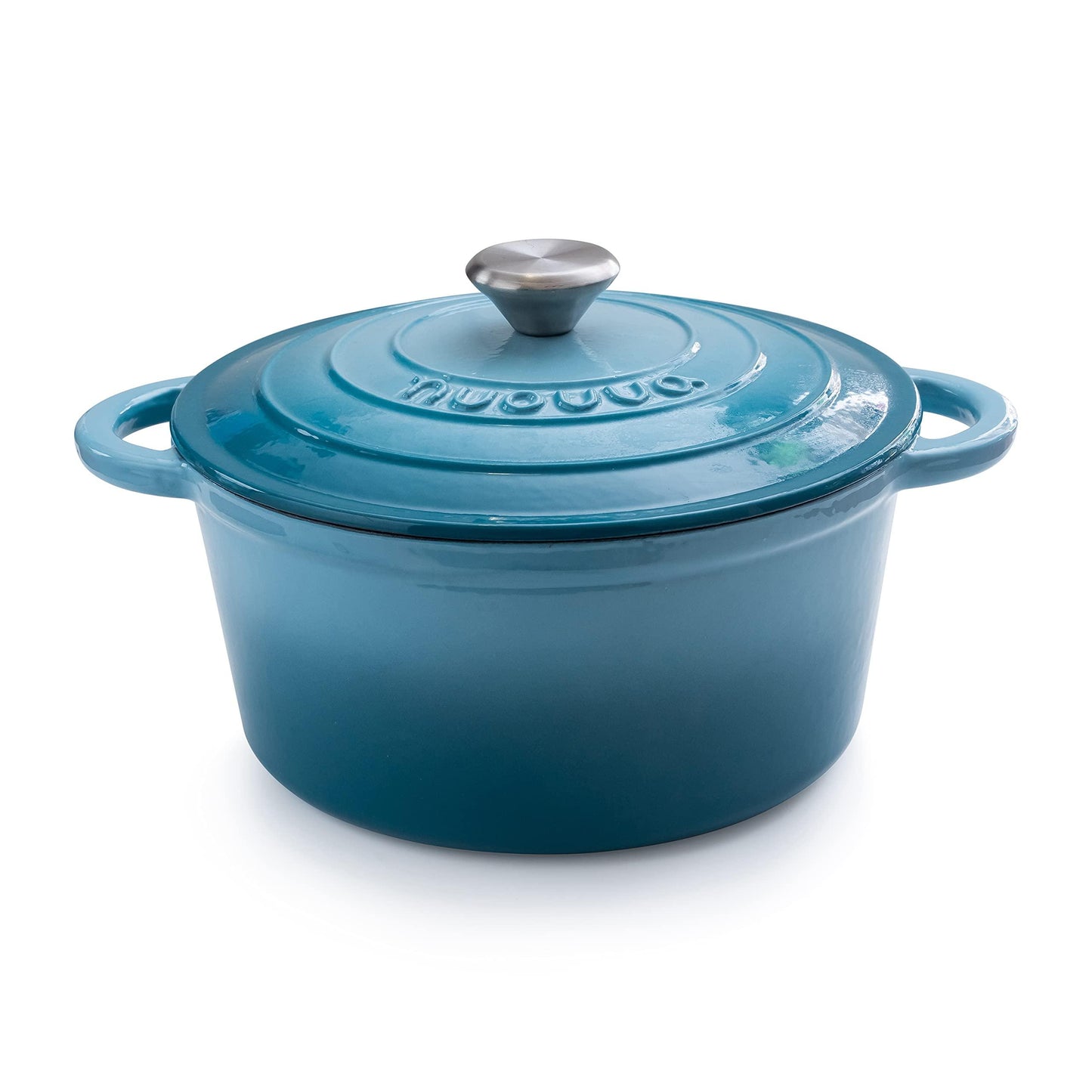 Cast Iron Pot with Lid – Non-Stick Ovenproof Enamelled Casserole Pot, Oven Safe up to 500° F – Sturdy Dutch Oven Cookware – Blue, 5-Quart, 24cm – by Nuovva - CookCave