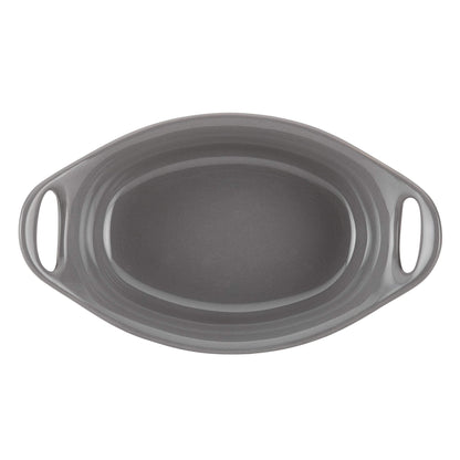 Rachael Ray Solid Glaze Ceramics Au Gratin Bakeware / Baker Set, Oval - 2 Piece, Gray - CookCave