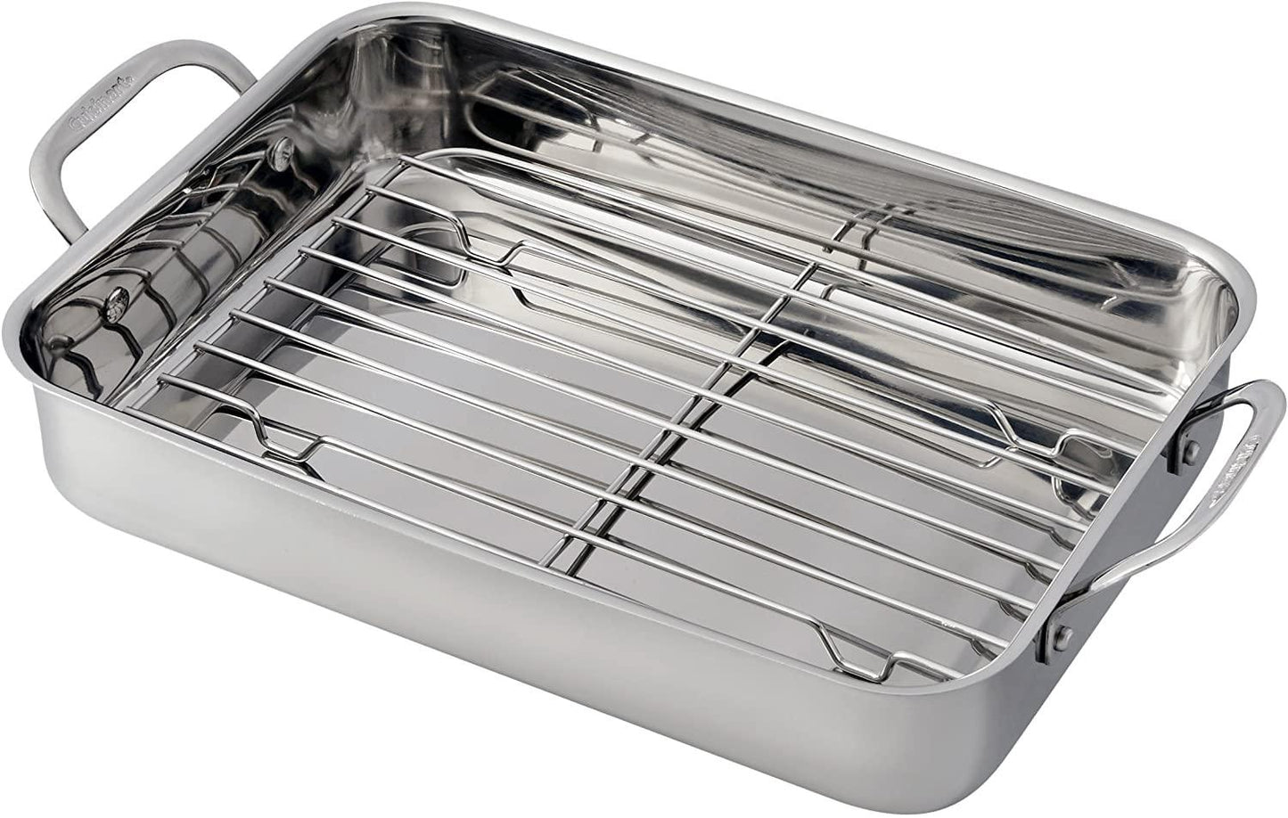 Cuisinart 7117-14RR 14-Inch Chef's-Classic Cookware-Collection, Lasagna Pan w/Stainless Roasting Rack, Stainless Steel - CookCave