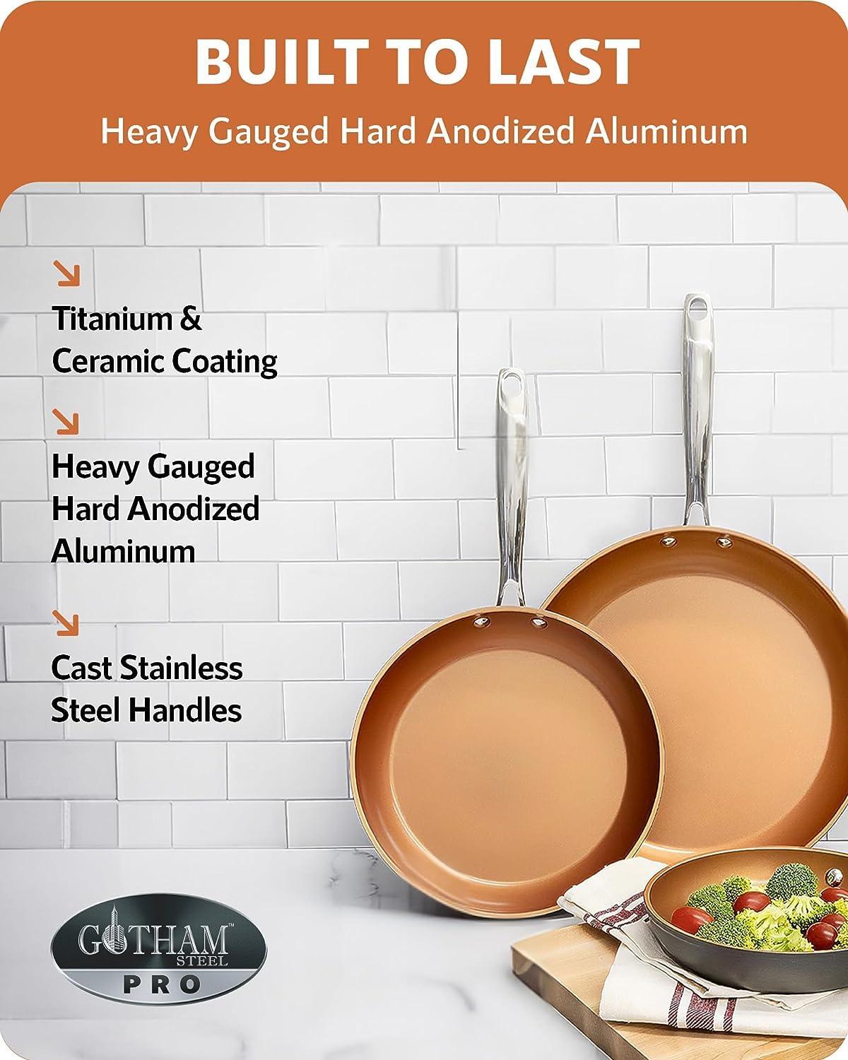 Gotham Steel Pro 13 Pc Ceramic Pots and Pans Set Non Stick Cookware Sets Pot and Pan Set, Kitchen Cookware Sets, Ceramic Cookware Set, Hard Anodized Cookware Set, Pot Set, Dishwasher Safe, Copper - CookCave