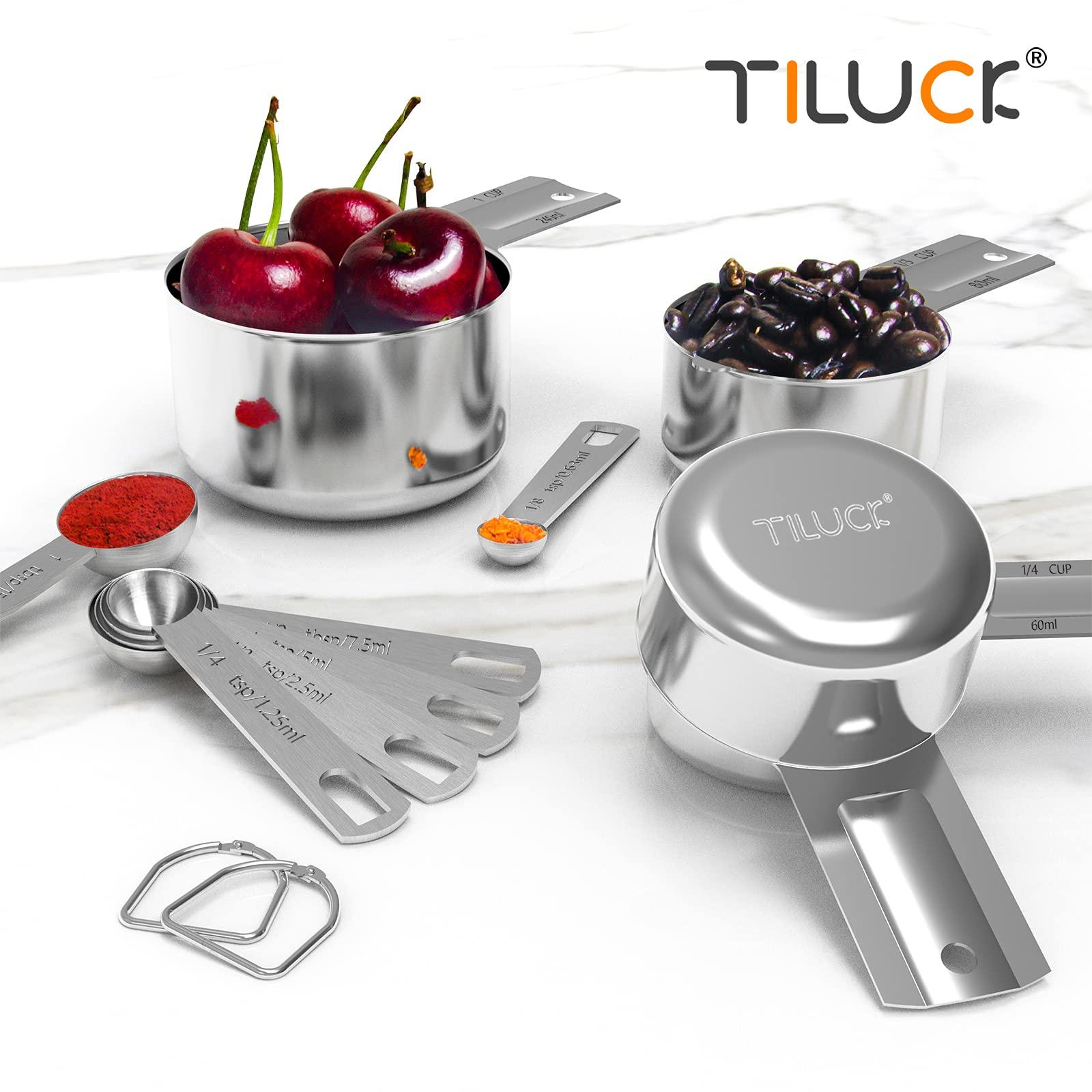 TILUCK Stainless Steel Measuring Cups & Spoons Set, Cups and Spoons,Kitchen Gadgets for Cooking & Baking (Medium) - CookCave