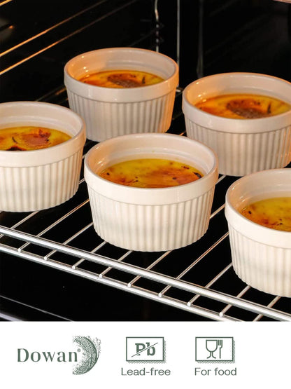 DOWAN 8 oz Ramekins for Creme Brulee Porcelain Ramekins Oven Safe, Classic Style Ramekins for Baking Souffle Ramekins Bowls, Set of 6, White - CookCave
