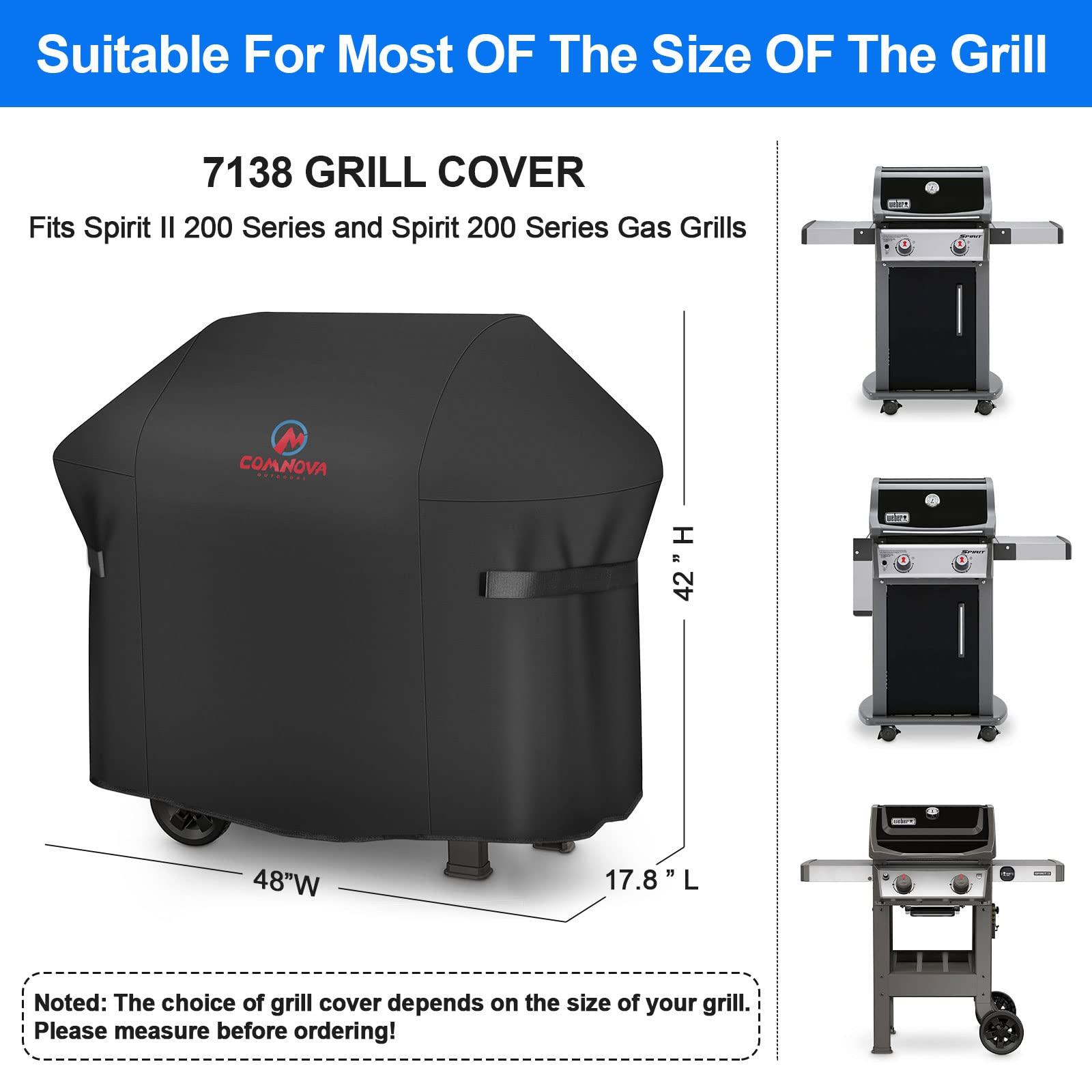 BBQ Gas Grill Cover, 48 Inch for Weber Spirit 2, Waterproof Weather Resistant, UV & Fade Resistant, PU Coating for Weber Spirit II 200 Series, Spirit 200, Spirit II E210 Gas Grill - CookCave