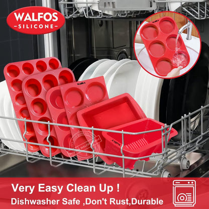 Walfos Silicone Muffin Top Pans for Baking 4inch Jumbo Size, Perfect Results Premium Non-Stick Bakeware Egg Baking Pan, Great for Eggs, Hamburger Bun, Muffin Top and More, Food Grade & BPA Free, 2pcs - CookCave