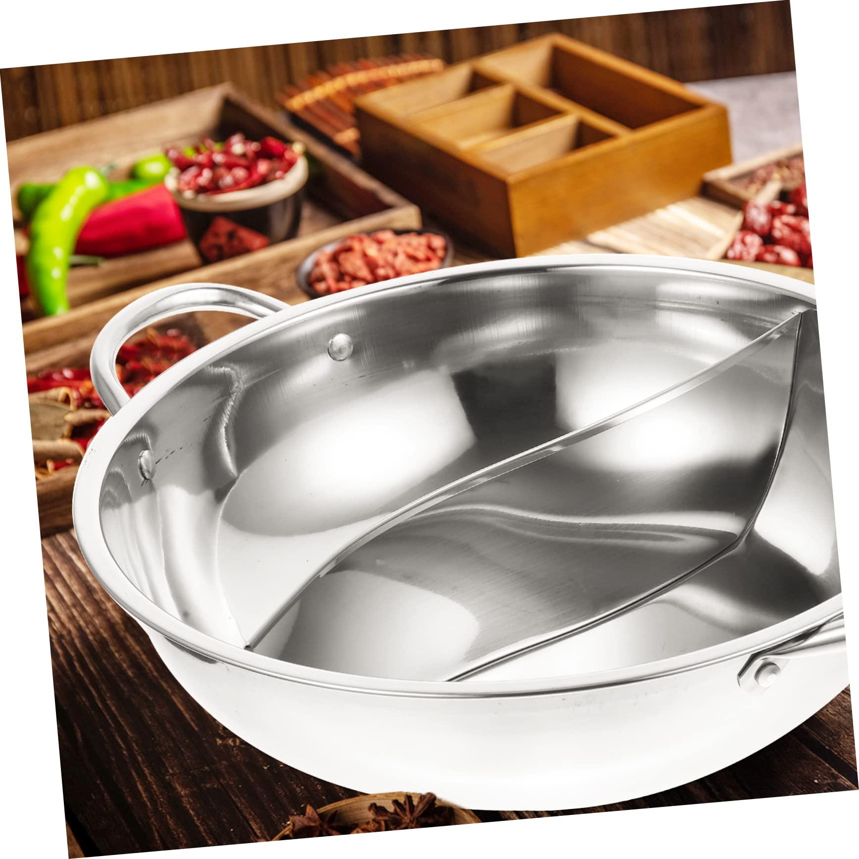 KICHOUSE Mandarin Duck Pot Stainless Steel Stock Pot Sheet Pan Divider Skillet with Lid Divided Pan Induction Pot Soup Cooking Pan Stainless Steel Cooking Pot Soup Pot Kitchen Cooking Pot - CookCave