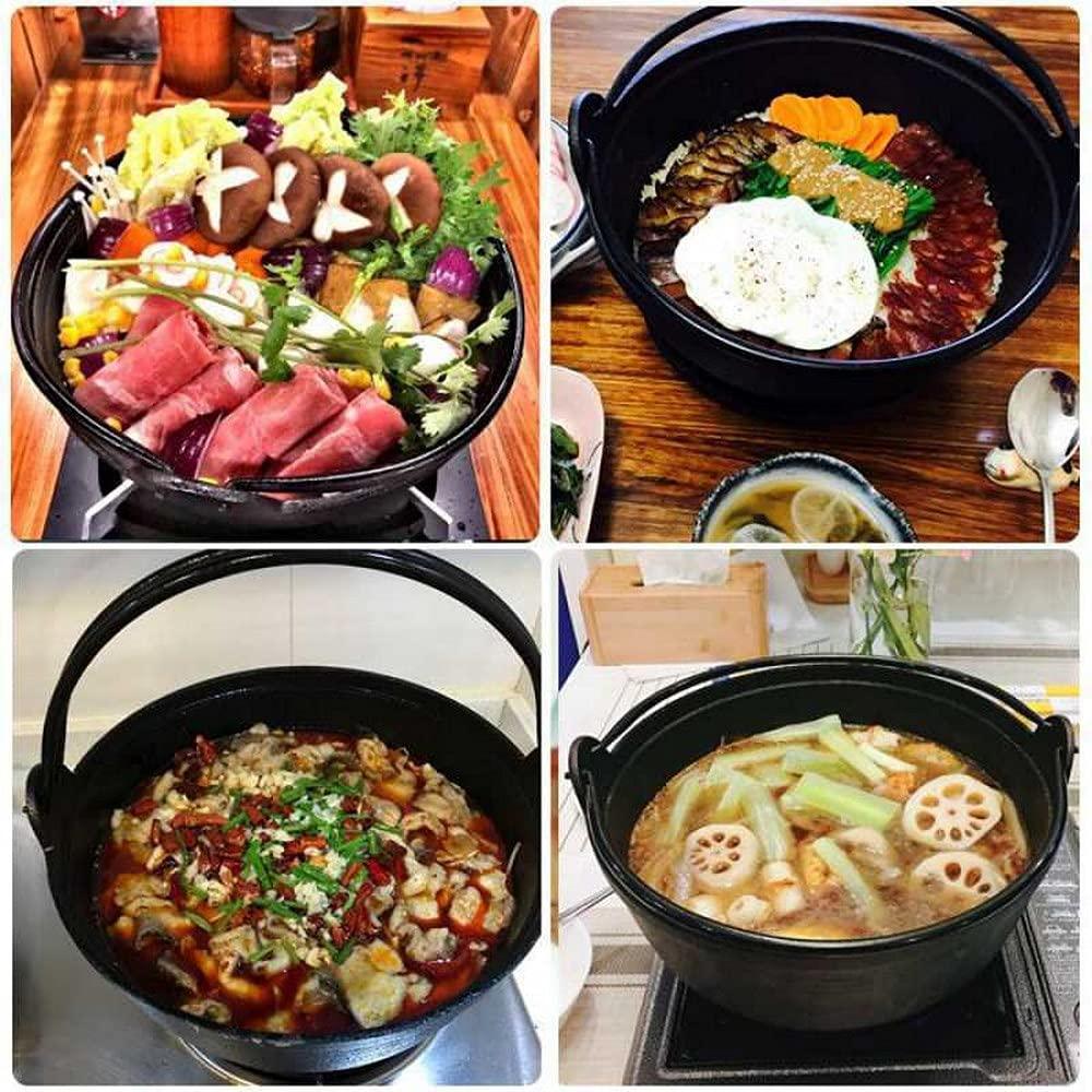 JapanBargain 1804, Japanese Style Cast Iron Shabu Shabu Hot Pot Sukiyaki Nabe with Wooden Lid and Hot Pad, 8.25 inches Diameter - CookCave