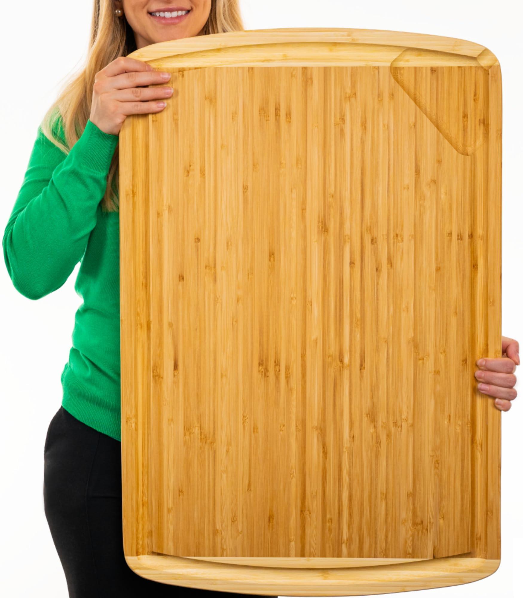 GREENER CHEF 30 Inch 3XL Extra Large Cutting Board with Lifetime Replacements - Oversized Bamboo Stove Top Cover Noodle Board - Wooden Meat Cutting Board - Turkey Carving Board - Charcuterie Board - CookCave