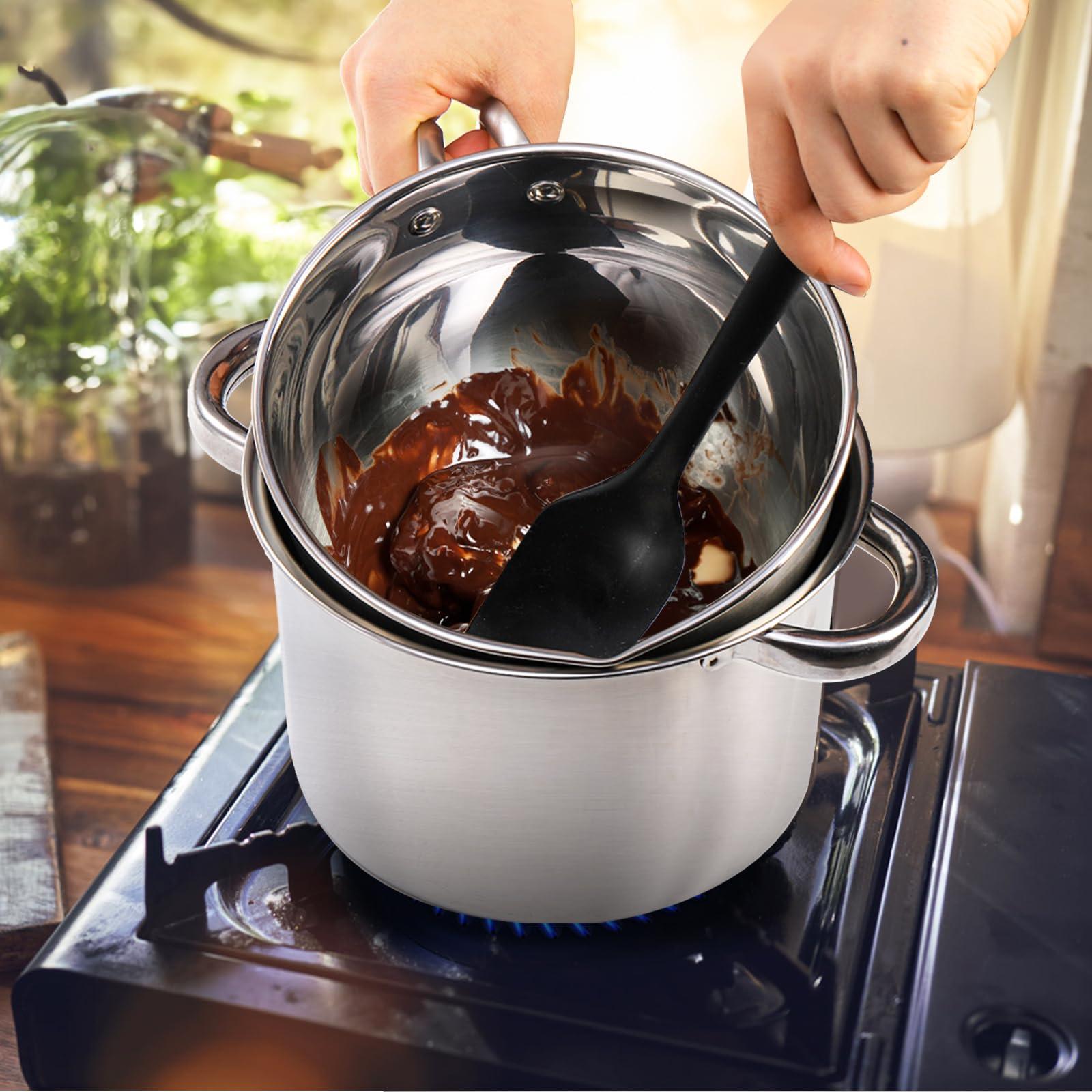 ZENFUN Double Boiler Pot Set with Silicone Spatula, 2000ml/1.8QT Chocolate Melting Pot with 2800ml/2.54QT Stainless Steel Pot, Candy Melting Pot, Chocolate Melter for Butter, Caramel, Cheese, Wax, - CookCave