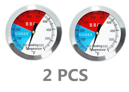 2 inch BBQ Thermometer Gauge 2 Pcs Charcoal Grill Pit Smoker Temp Gauge Grill Thermometer Replacement for Smoker Grill Wood Charcoal Pit, Grill Temp Thermometer - CookCave