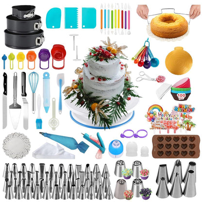 390PCS Cake Decorating Supplies Kit, Baking Tools Set for Cakes – 3 Packs Springform Cake Pans Cake Rotating Turntable 48 Numbered Piping Icing Tips 4 Russian Nozzles 9 Fondant Tools for Beginners - CookCave