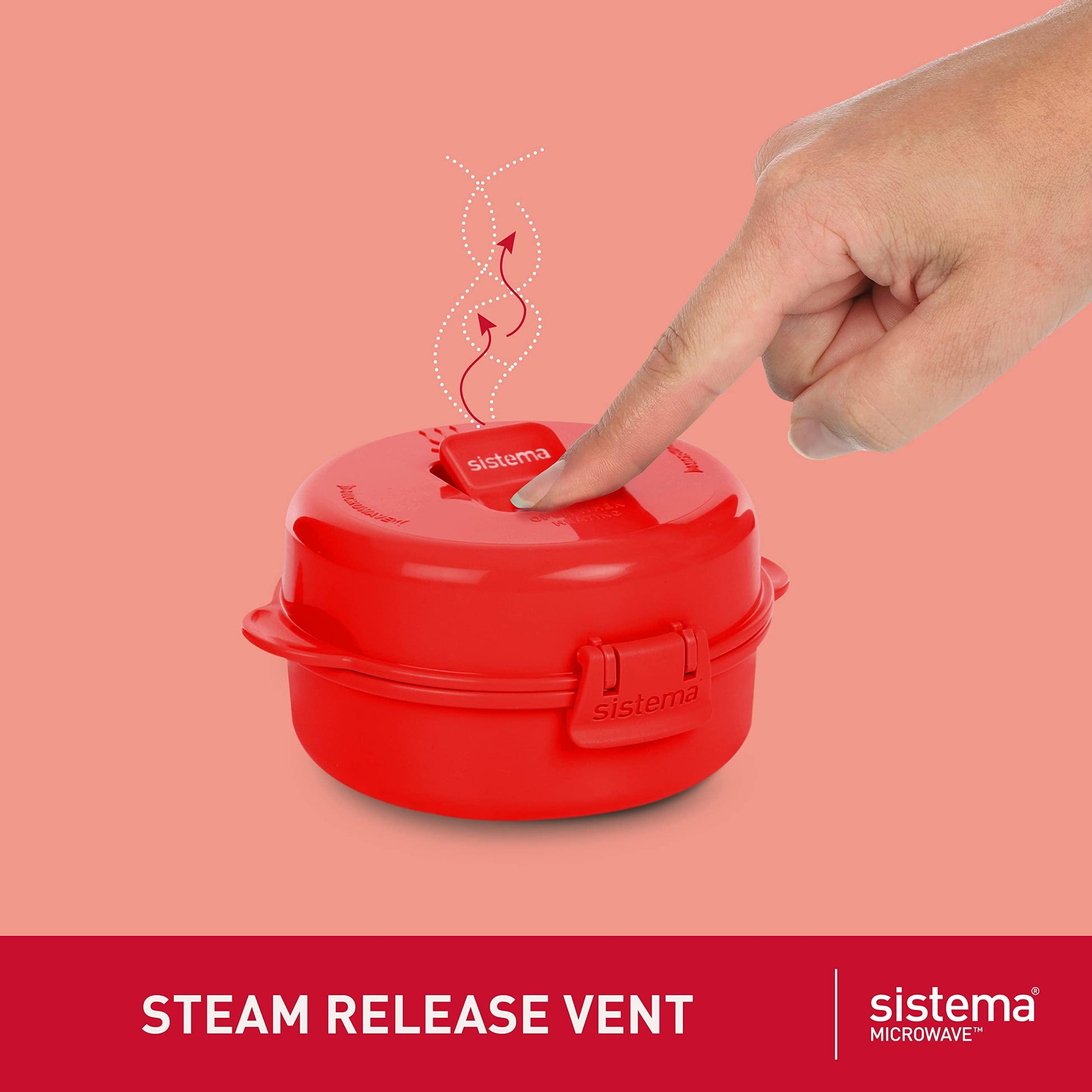 Sistema Microwave Egg Cooker and Poacher with Steam Release Vent, Dishwasher Safe, 9.16-Ounce, Red - CookCave