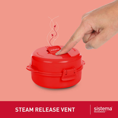 Sistema Microwave Egg Cooker and Poacher with Steam Release Vent, Dishwasher Safe, 9.16-Ounce, Red - CookCave